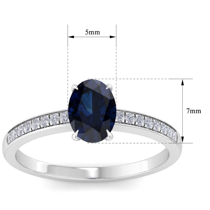 Sapphire Ring: 1 Carat Oval Shape Sapphire and Diamond Ring