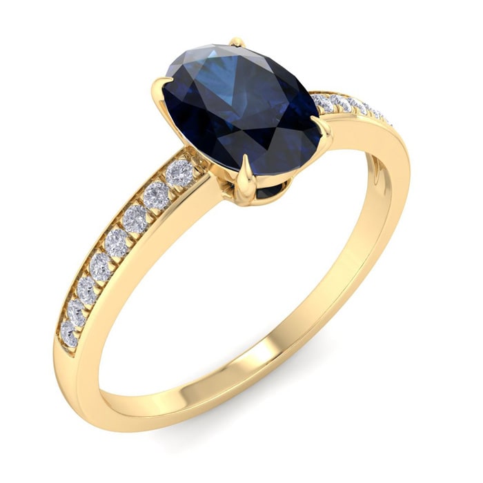 Sapphire Ring: 1 Carat Oval Shape Sapphire and Diamond Ring