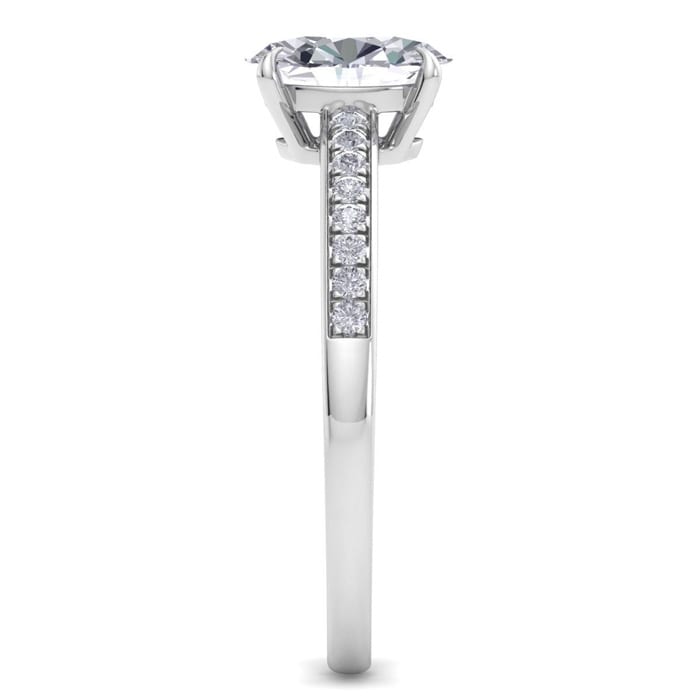 1 Carat Oval Shape Diamond Engagement Ring In 14K White Gold