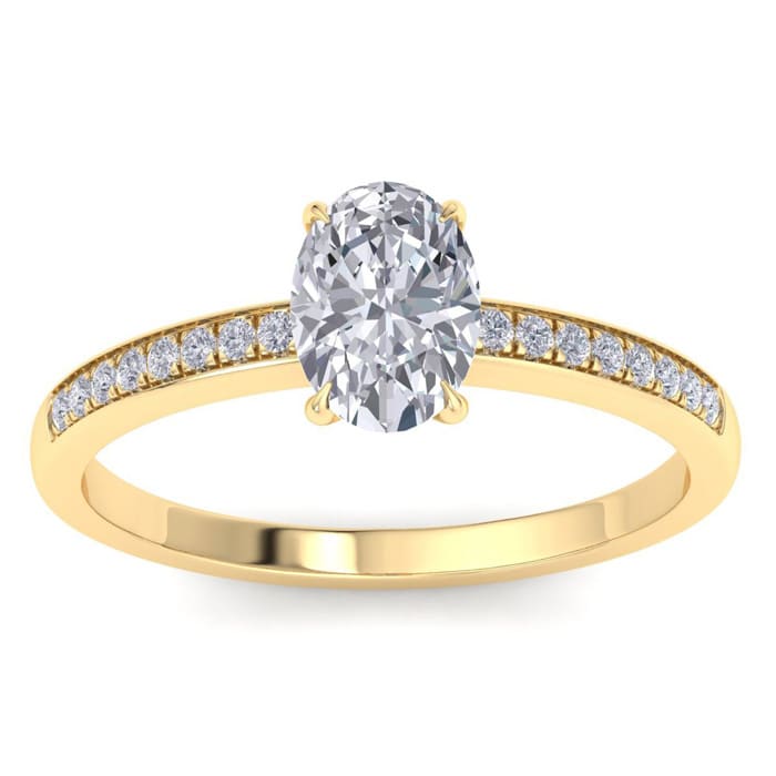 1 Carat Oval Shape Diamond Engagement Ring In 14K Yellow Gold