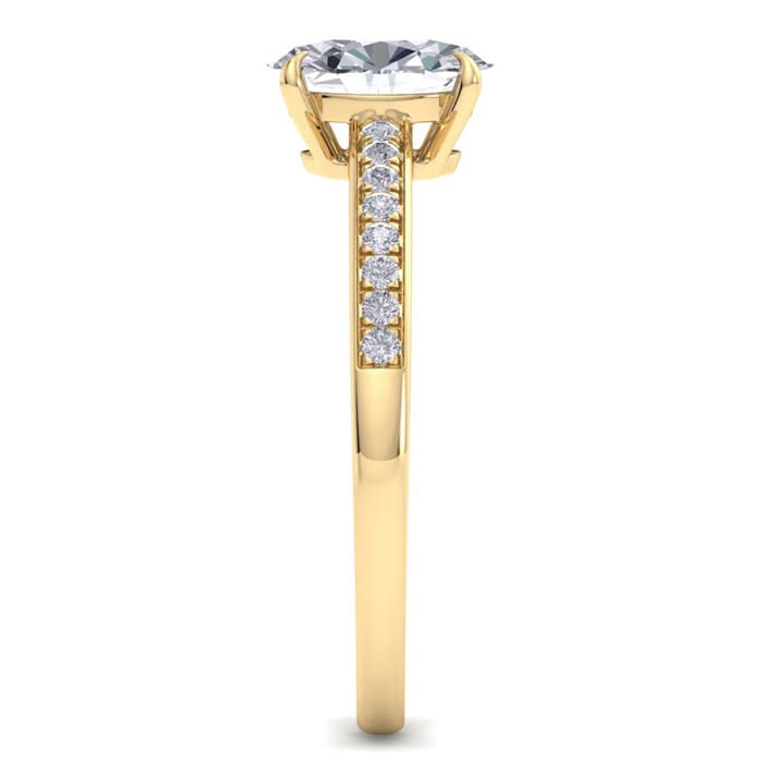 1 Carat Oval Shape Diamond Engagement Ring In 14K Yellow Gold
