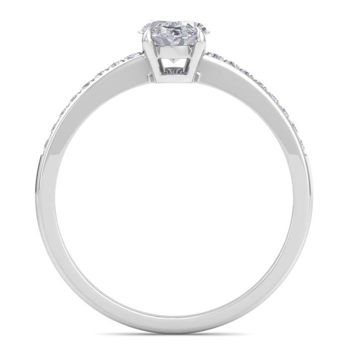 1 Carat Oval Shape Lab Grown Diamond Engagement Ring In 14K White Gold