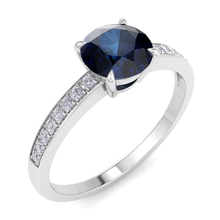 Sapphire Ring: 1 1/4 Carat Sapphire and Diamond Ring