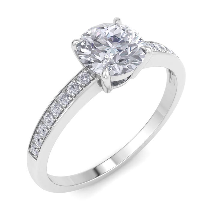 1 1/4 Carat Diamond Engagement Ring In 14K White Gold