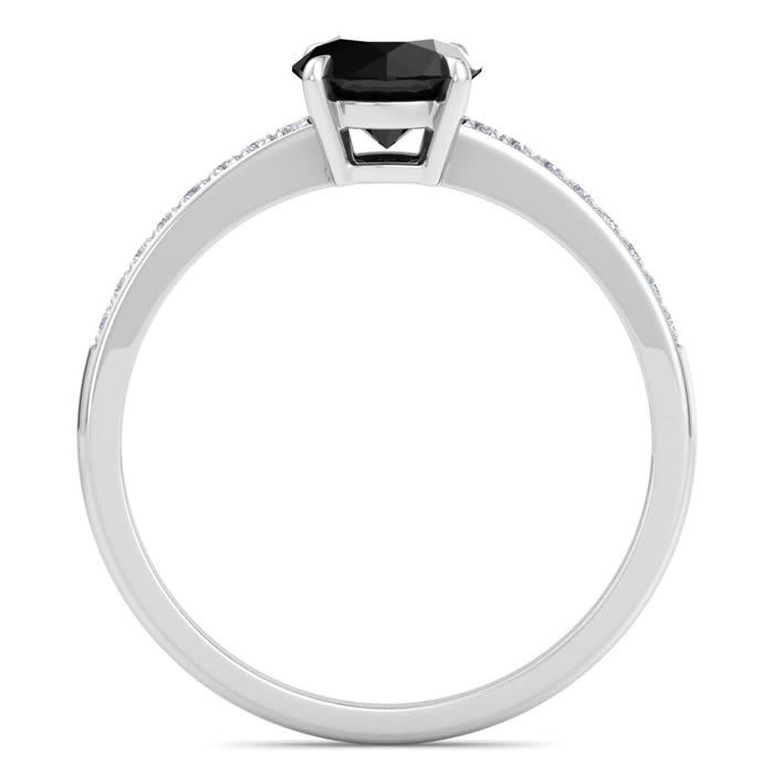 1 1/4 Carat Black Diamond Engagement Ring In 14K White Gold