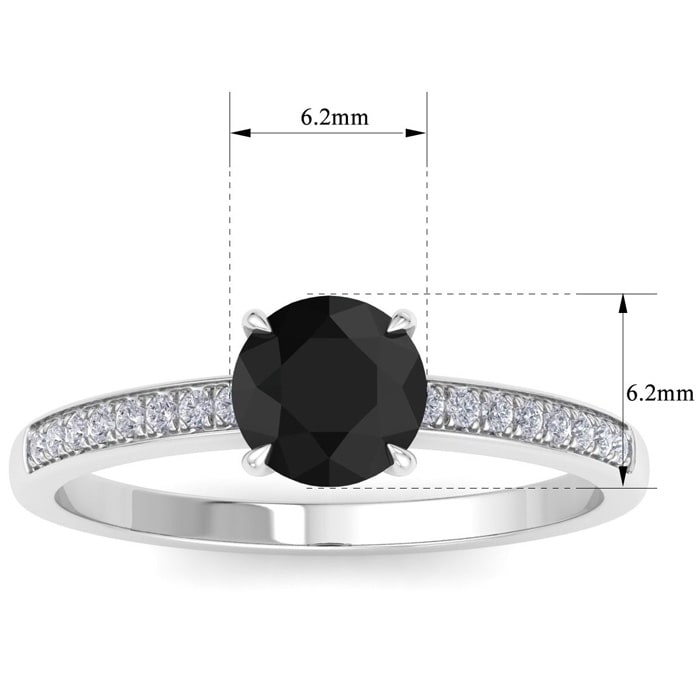 1 1/4 Carat Black Diamond Engagement Ring In 14K White Gold