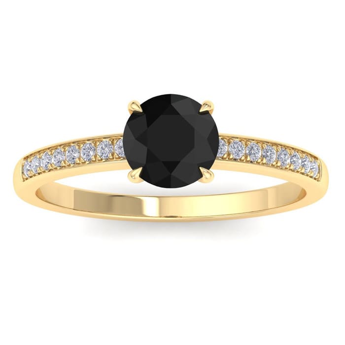 1 1/4 Carat Black Diamond Engagement Ring In 14K Yellow Gold