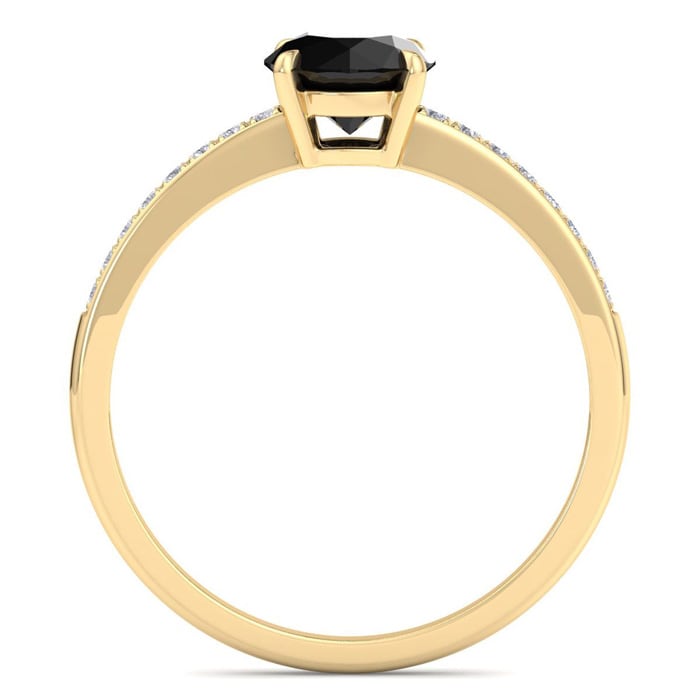 1 1/4 Carat Black Diamond Engagement Ring In 14K Yellow Gold