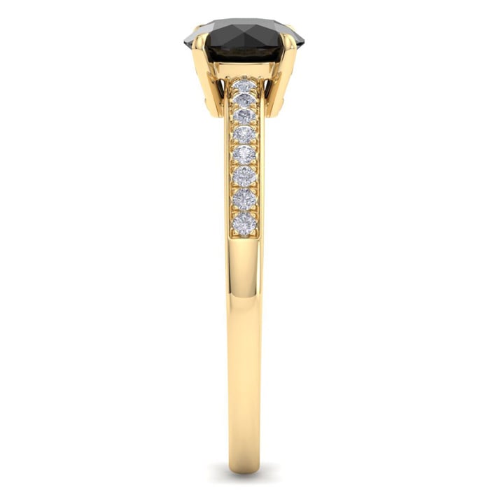 1 1/4 Carat Black Diamond Engagement Ring In 14K Yellow Gold