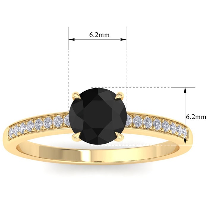 1 1/4 Carat Black Diamond Engagement Ring In 14K Yellow Gold