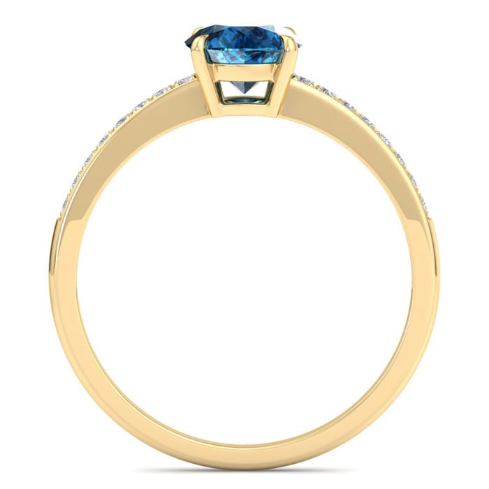 1 1/4 Carat Blue Diamond Engagement Ring In 14K Yellow Gold