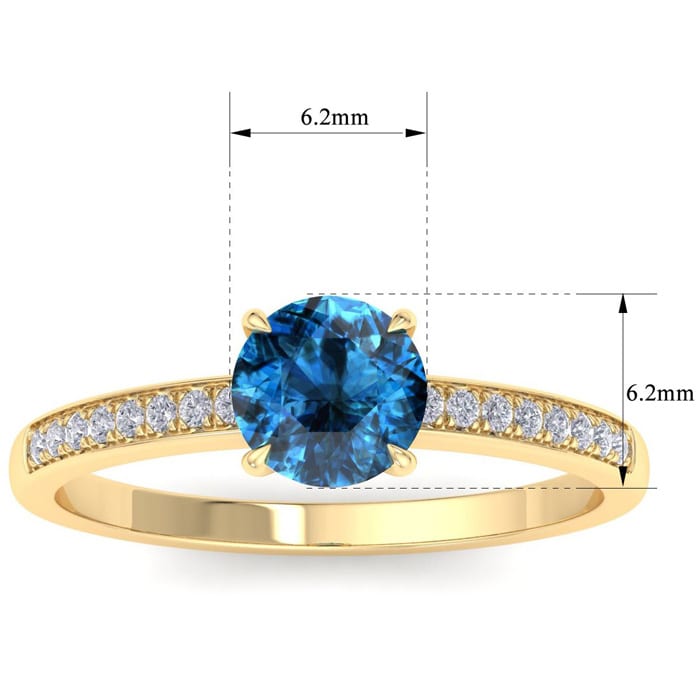 1 1/4 Carat Blue Diamond Engagement Ring In 14K Yellow Gold