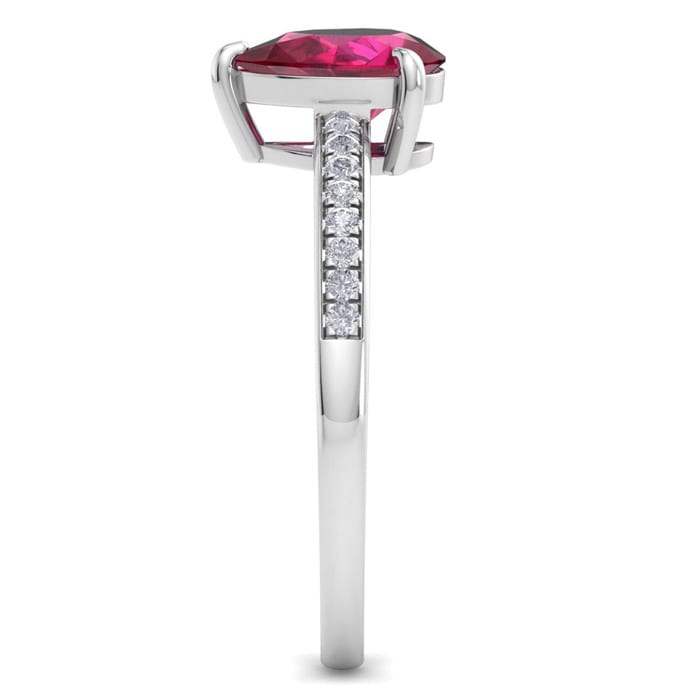 Ruby Ring: 1 1/4 Carat Pear Shape Ruby and Diamond Ring