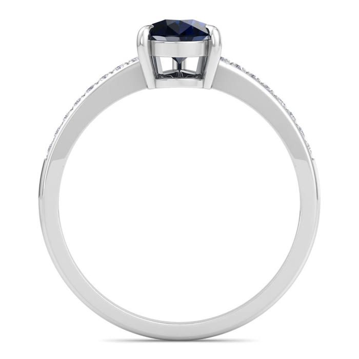 Sapphire Ring: 1 1/4 Carat Pear Shape Sapphire and Diamond Ring