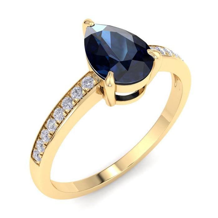Sapphire Ring: 1 1/4 Carat Pear Shape Sapphire and Diamond Ring