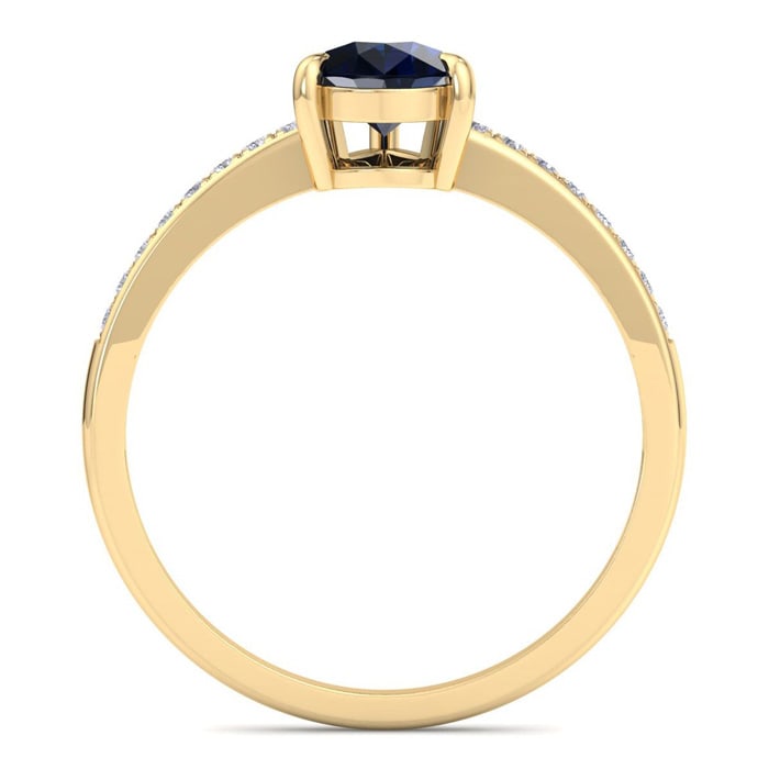 Sapphire Ring: 1 1/4 Carat Pear Shape Sapphire and Diamond Ring