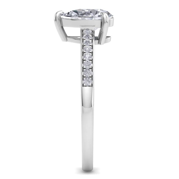 1 1/4 Carat Pear Shape Diamond Engagement Ring In 14K White Gold