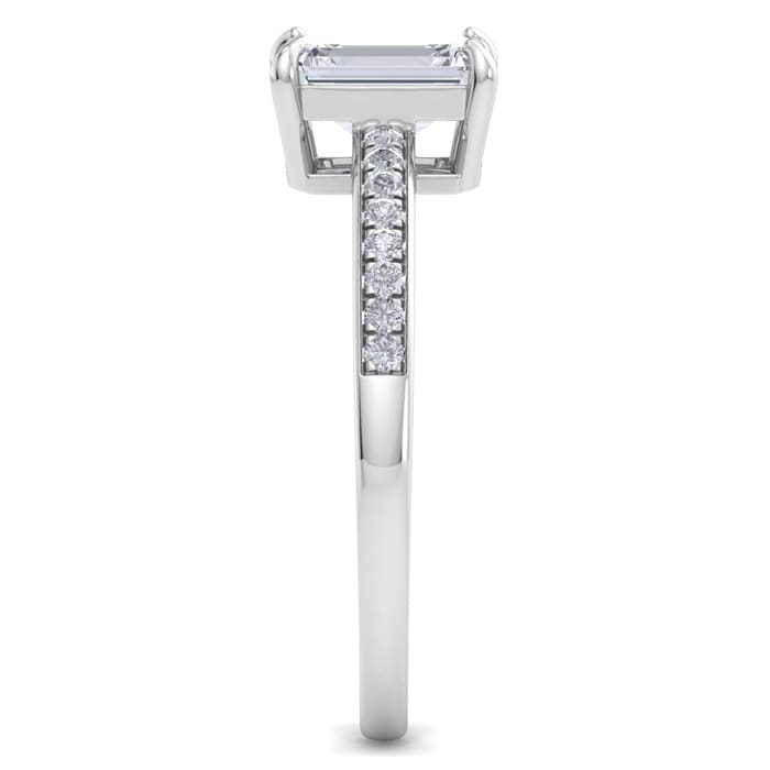 1 1/4 Carat Emerald Shape Diamond Engagement Ring In 14K White Gold