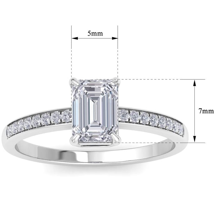 1 1/4 Carat Emerald Shape Diamond Engagement Ring In 14K White Gold