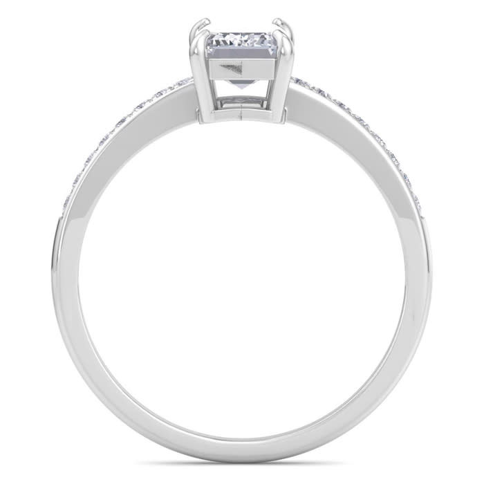 1 1/4 Carat Emerald Shape Diamond Engagement Ring In 14K White Gold