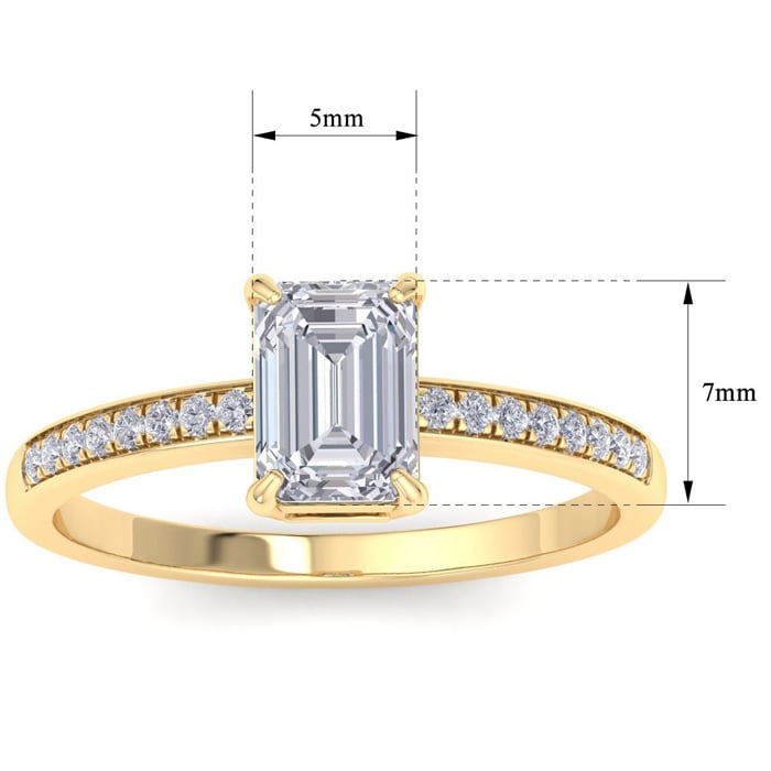 1 1/4 Carat Emerald Shape Diamond Engagement Ring In 14K Yellow Gold