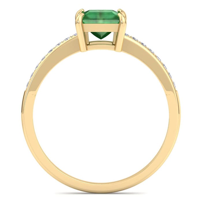 Emerald Ring: 1 1/4 Carat Princess Shape Emerald and Diamond Ring