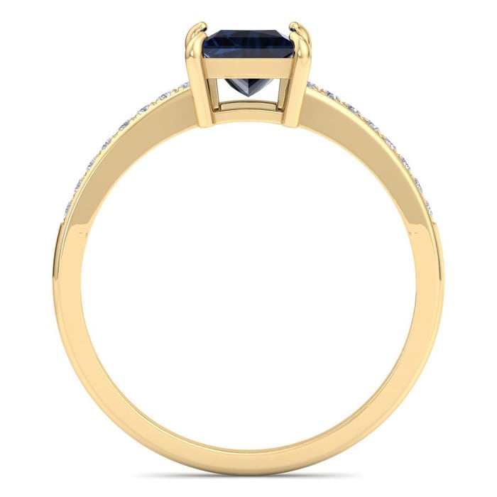 Sapphire Ring: 1 1/4 Carat Princess Shape Sapphire and Diamond Ring