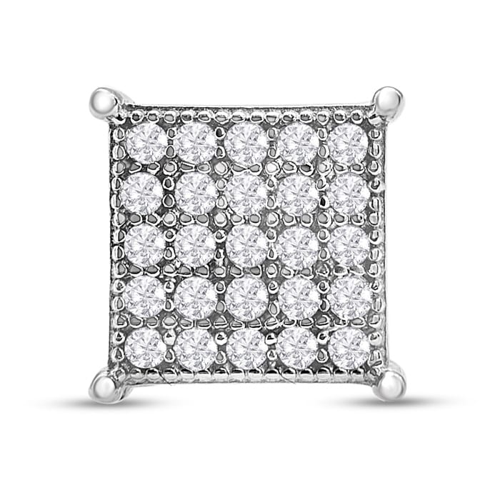 1/8 Carat Princess Style Diamond Stud Earring In Sterling Silver, Single Earring
