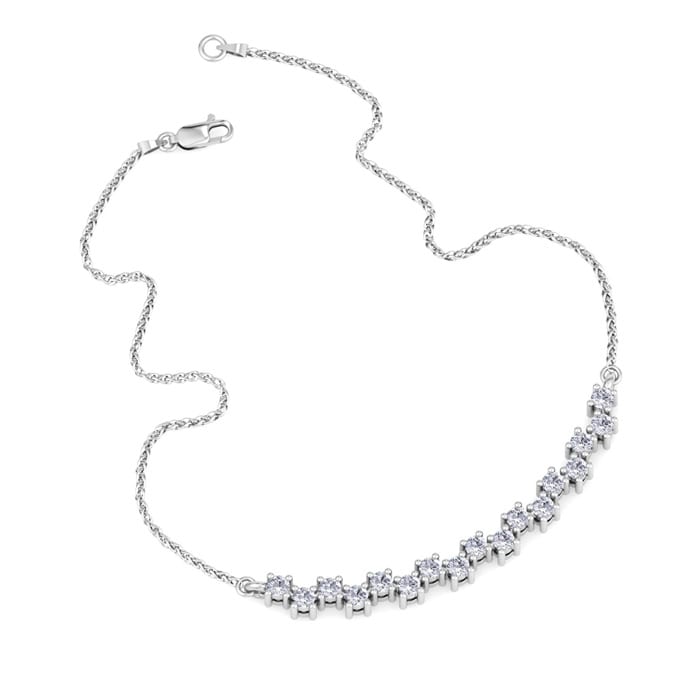 1/4 Carat Lab Grown Diamond Cluster Bar Necklace In 14 Karat White Gold, 18 Inches