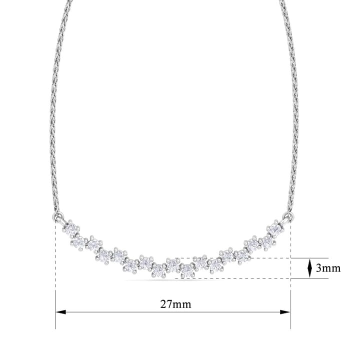 1/4 Carat Lab Grown Diamond Cluster Bar Necklace In 14 Karat White Gold, 18 Inches