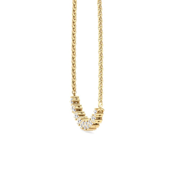 1/2 Carat Lab Grown Diamond Cluster Bar Necklace In 14 Karat Yellow Gold, 18 Inches