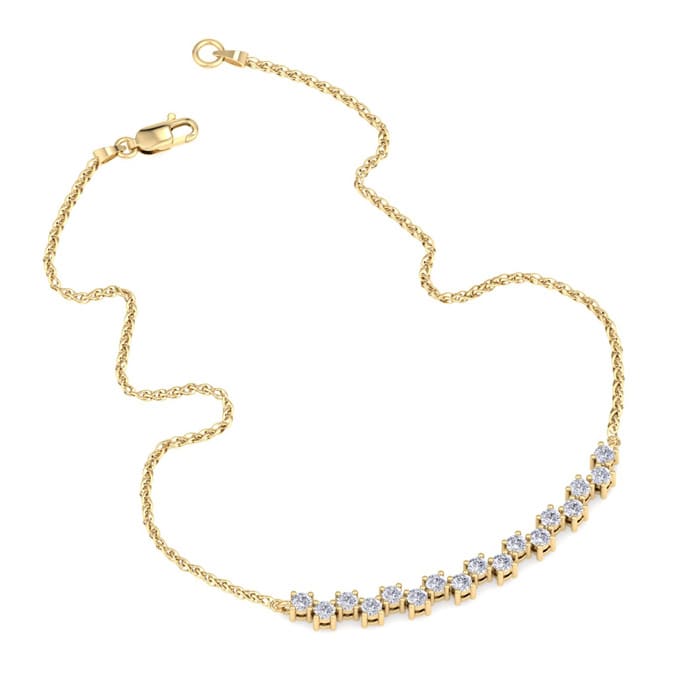 1/2 Carat Lab Grown Diamond Cluster Bar Necklace In 14 Karat Yellow Gold, 18 Inches