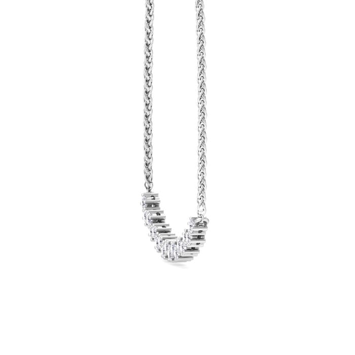 1/2 Carat Moissanite Cluster Bar Necklace In 14 Karat White Gold, 18 Inches
