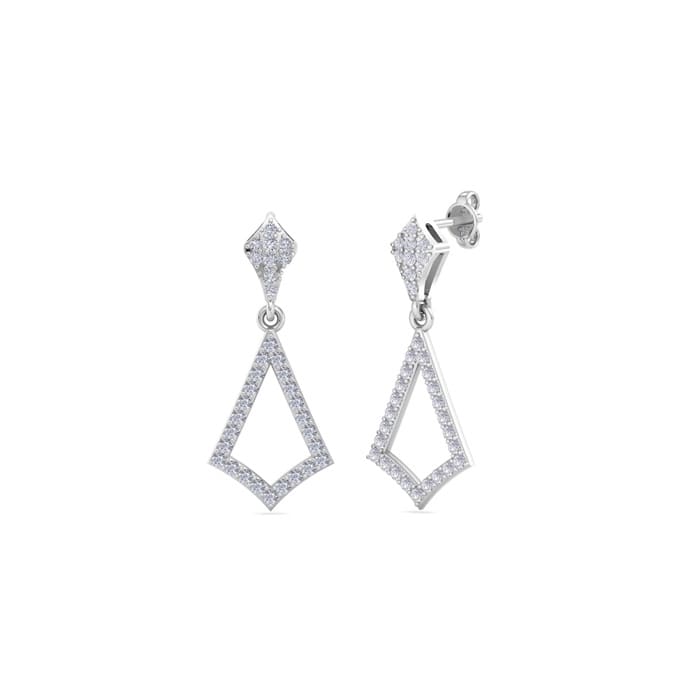 Diamond Drop Earrings: 1/2 Carat Diamond Chandelier Earrings In 14 Karat White Gold, 1 Inch