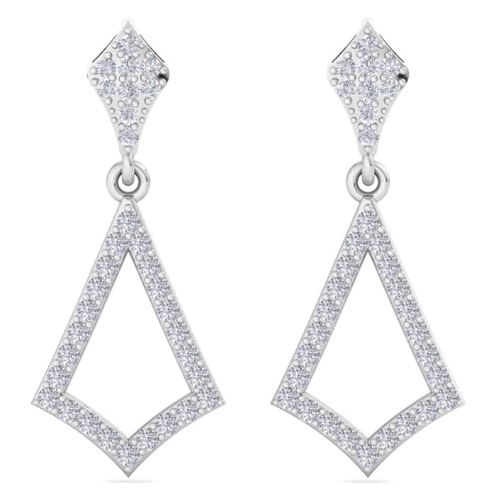Diamond Drop Earrings: 1/2 Carat Diamond Chandelier Earrings In 14 Karat White Gold, 1 Inch
