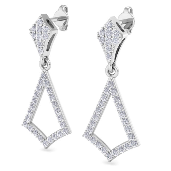 Diamond Drop Earrings: 1/2 Carat Diamond Chandelier Earrings In 14 Karat White Gold, 1 Inch