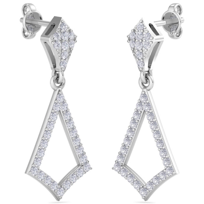 Diamond Drop Earrings: 1/2 Carat Diamond Chandelier Earrings In 14 Karat White Gold, 1 Inch