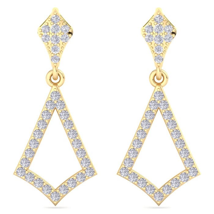Diamond Drop Earrings: 1/2 Carat Diamond Chandelier Earrings In 14 Karat Yellow Gold, 1 Inch