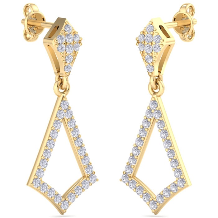 Diamond Drop Earrings: 1/2 Carat Diamond Chandelier Earrings In 14 Karat Yellow Gold, 1 Inch