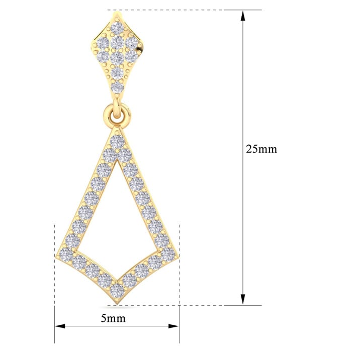Diamond Drop Earrings: 1/2 Carat Diamond Chandelier Earrings In 14 Karat Yellow Gold, 1 Inch