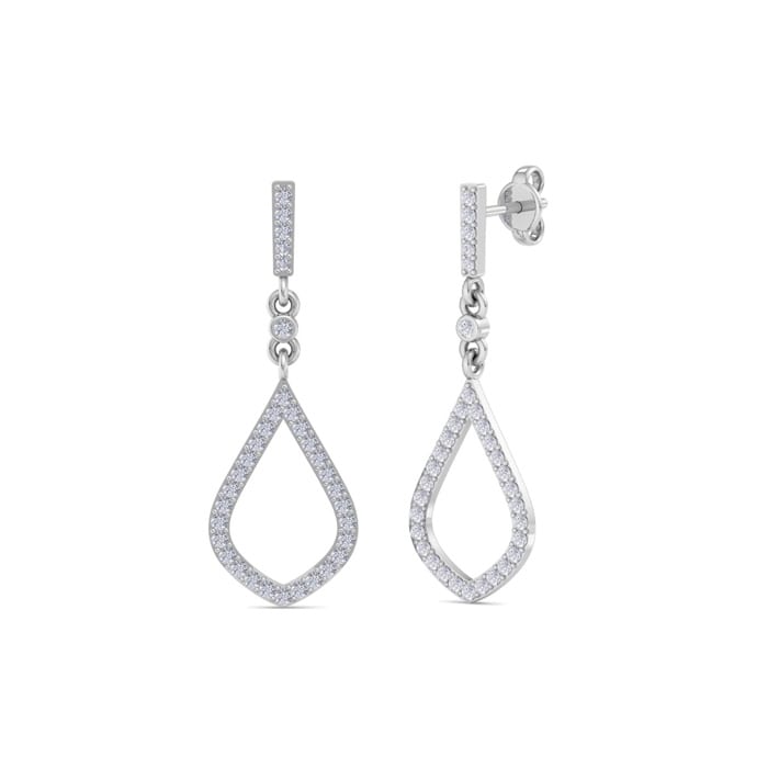 Diamond Drop Earrings: 1/2 Carat Diamond Chandelier Earrings In 14 Karat White Gold, 1 1/4 Inches