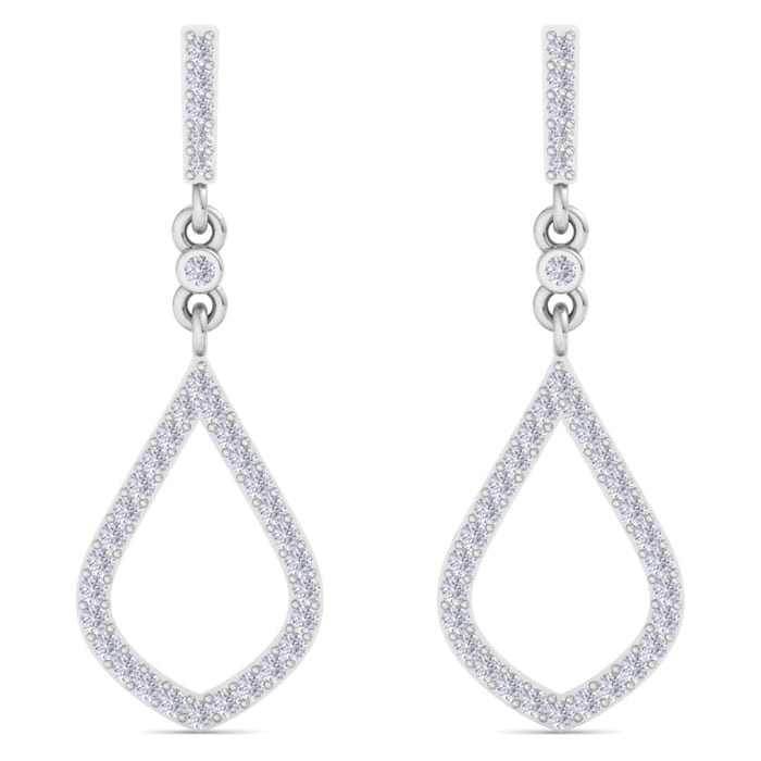 Diamond Drop Earrings: 1/2 Carat Diamond Chandelier Earrings In 14 Karat White Gold, 1 1/4 Inches