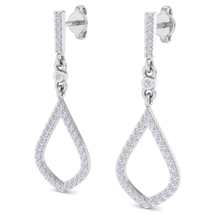 Diamond Drop Earrings: 1/2 Carat Diamond Chandelier Earrings In 14 Karat White Gold, 1 1/4 Inches