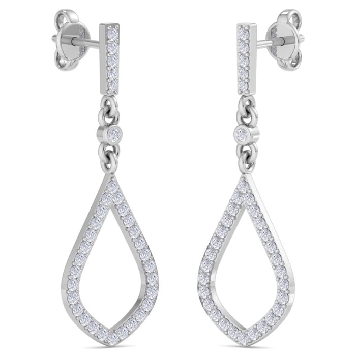 Diamond Drop Earrings: 1/2 Carat Diamond Chandelier Earrings In 14 Karat White Gold, 1 1/4 Inches