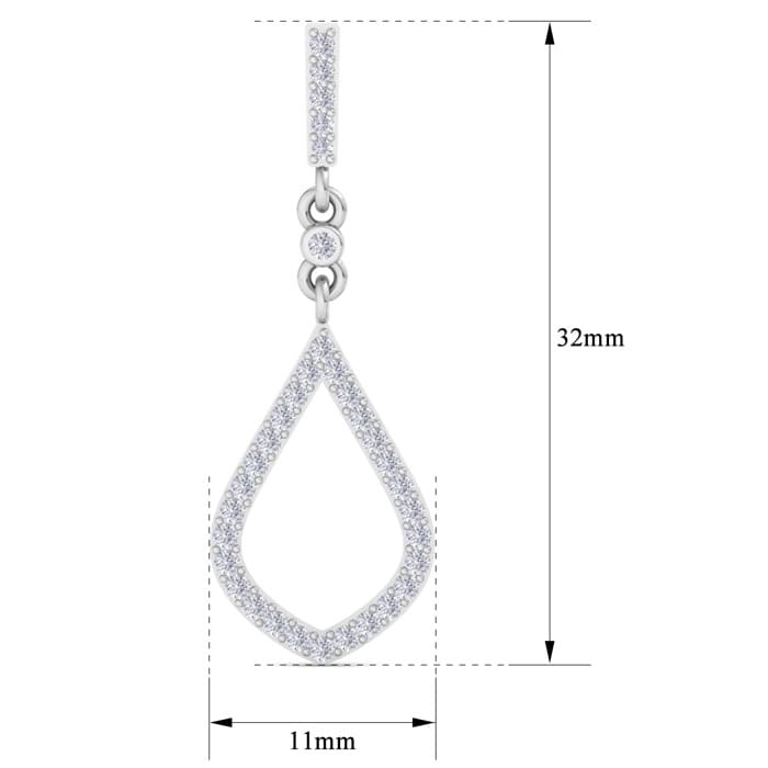 Diamond Drop Earrings: 1/2 Carat Diamond Chandelier Earrings In 14 Karat White Gold, 1 1/4 Inches