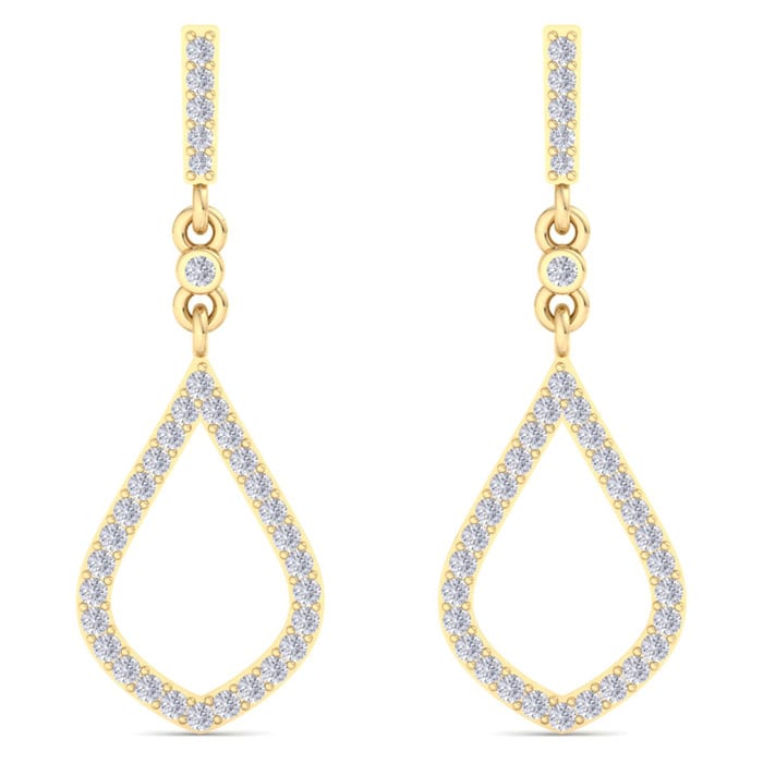Diamond Drop Earrings: 1/2 Carat Diamond Chandelier Earrings In 14 Karat Yellow Gold, 1 1/4 Inches