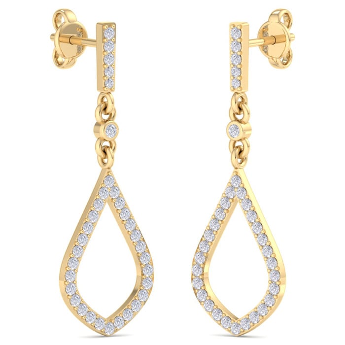 Diamond Drop Earrings: 1/2 Carat Diamond Chandelier Earrings In 14 Karat Yellow Gold, 1 1/4 Inches