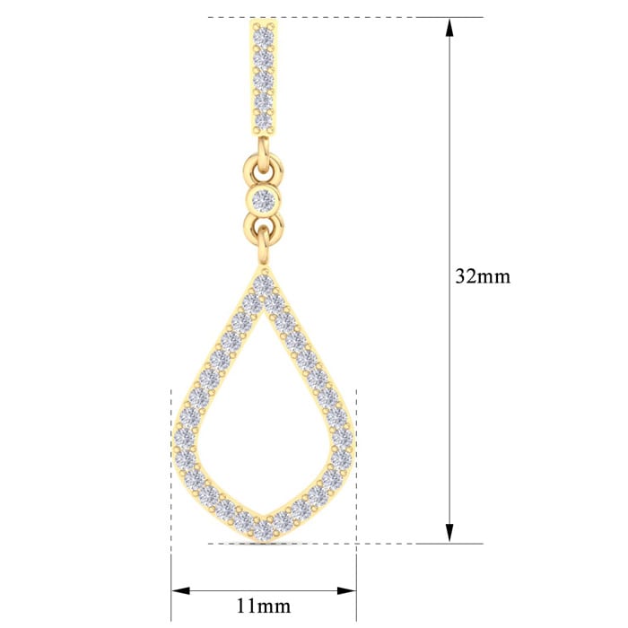 Diamond Drop Earrings: 1/2 Carat Diamond Chandelier Earrings In 14 Karat Yellow Gold, 1 1/4 Inches