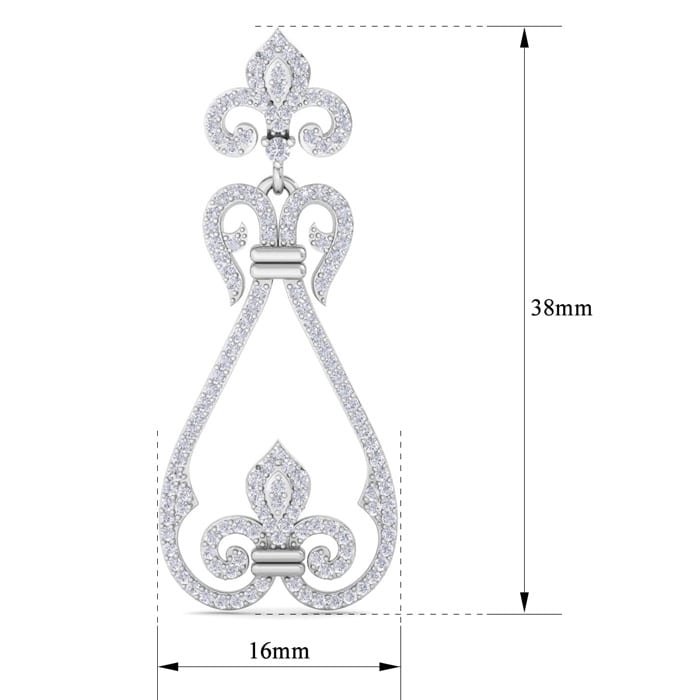 Diamond Drop Earrings: 1 1/5 Carat Diamond Chandelier Earrings In 14 Karat White Gold, 1 1/2 Inches