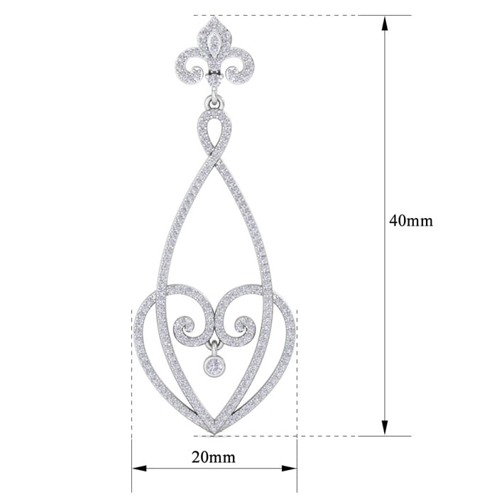 Diamond Drop Earrings: 1 1/2 Carat Diamond Chandelier Earrings In 14 Karat White Gold, 1 1/2 Inches